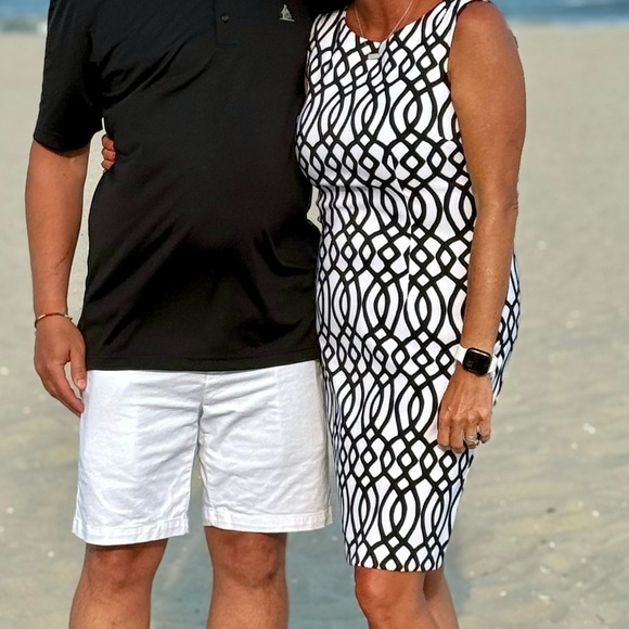 Connected Apparel Monochrome Geometric Midi Dress - Picture 7 of 7